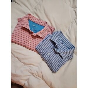 Johnnie O Top Shelf Polo Shirt Lot Of 2  Striped Golf Performance Dapper Elevate